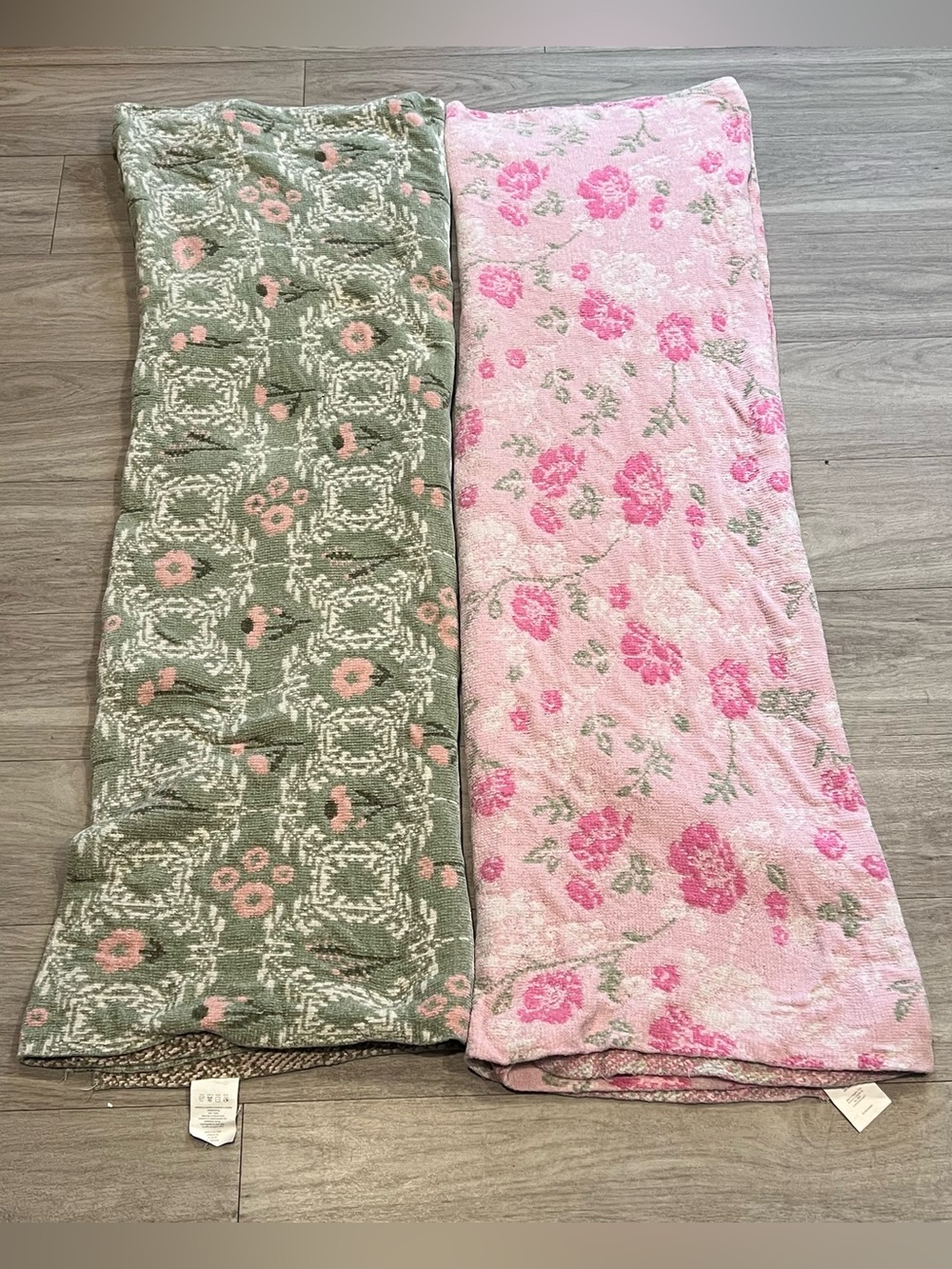 Floral Plush Throw Blanket - Pink & Sage